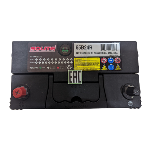 Автомобильный аккумулятор Solite 65B24R 50 Ач 470A прям. пол. (236x128x220) узкие кл.