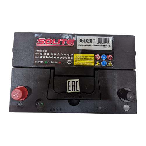 Автомобильный аккумулятор Solite 95D26R BH 85 Ач 650A прям. пол. (260x168x220) с бортиком