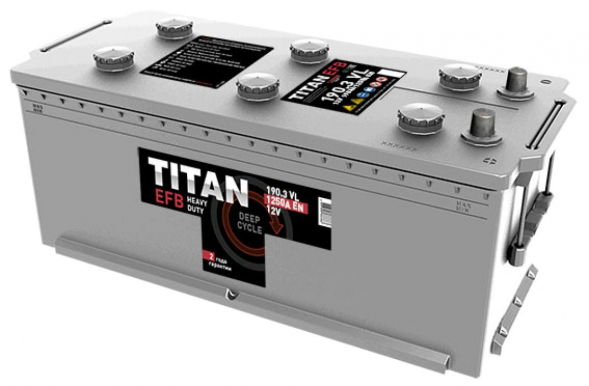 Автомобильный аккумулятор Titan EFB 190 Ач 1100А обр. пол. (513x225x218) 6CT-190.3 VL