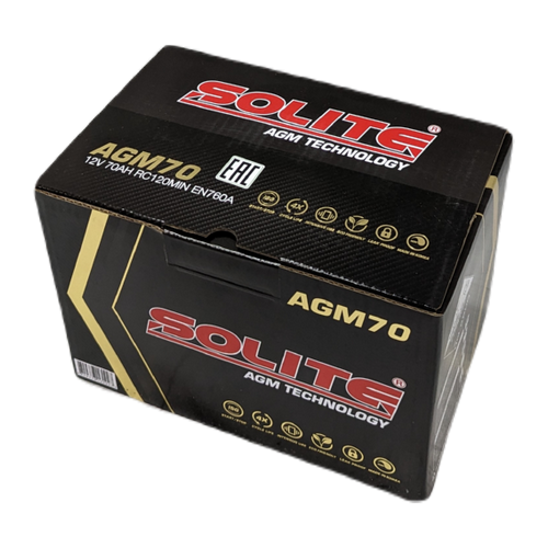 Автомобильный аккумулятор Solite AGM 70 Ач 760A обр. пол. (278x175x190) Start Stop