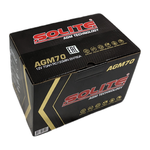 Автомобильный аккумулятор Solite AGM 70 Ач 760A обр. пол. (278x175x190) Start Stop