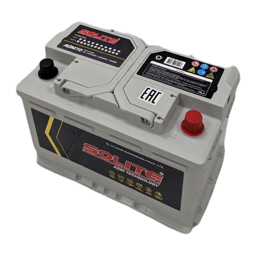 Автомобильный аккумулятор Solite AGM 70 Ач 760A обр. пол. (278x175x190) Start Stop