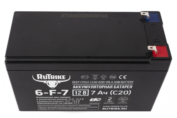 Аккумулятор RuTrike 6-F-7 (151x65x101) 12V 7 Ач С20 для ИБП (UPS)