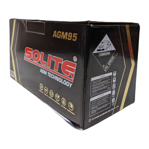 Автомобильный аккумулятор Solite AGM 95 Ач 850A обр. пол. (353x175x190) Start Stop