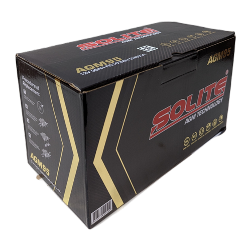 Автомобильный аккумулятор Solite AGM 95 Ач 850A обр. пол. (353x175x190) Start Stop