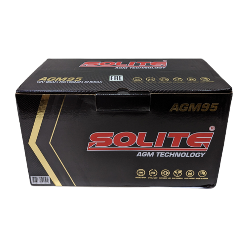Автомобильный аккумулятор Solite AGM 95 Ач 850A обр. пол. (353x175x190) Start Stop
