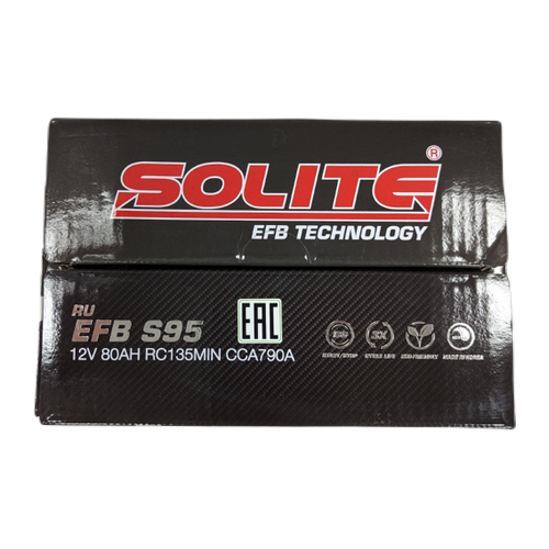 Автомобильный аккумулятор Solite S95 80 Ач 790A обр. пол. (260x173x225) EFB Start Stop