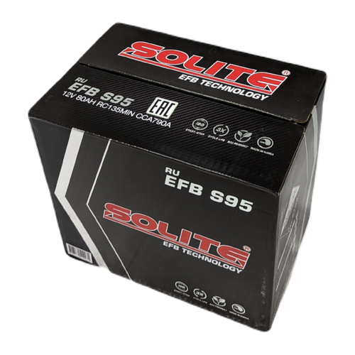 Автомобильный аккумулятор Solite S95 80 Ач 790A обр. пол. (260x173x225) EFB Start Stop