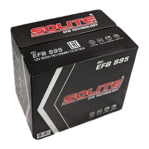 Автомобильный аккумулятор Solite S95 80 Ач 790A обр. пол. (260x173x225) EFB Start Stop