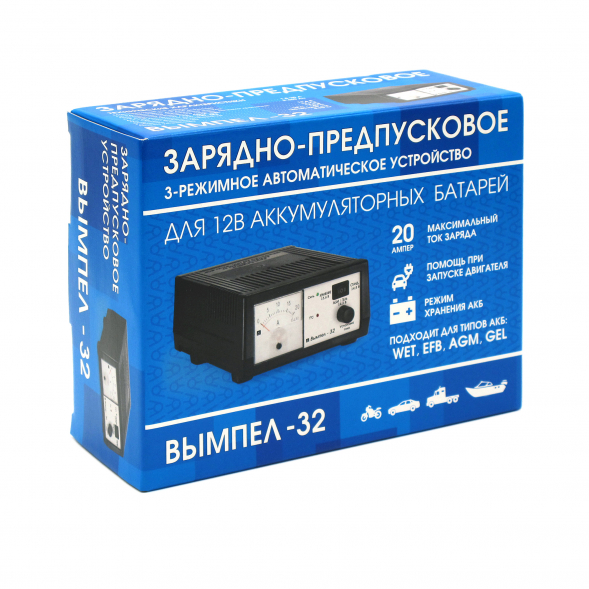 Зарядное устройство Вымпел 32 (0,8-20А перекл.13,6В-14,4В-15,0В) авт., стрел. ам-р