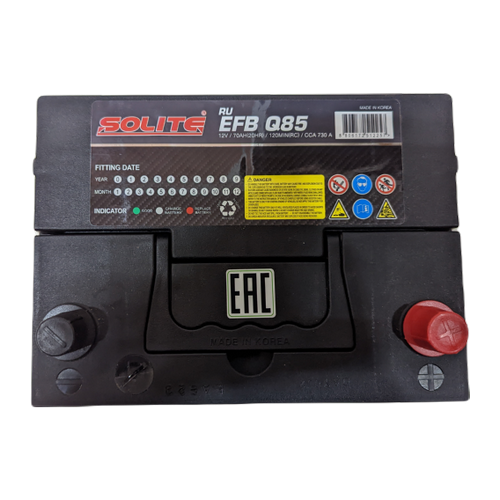 Автомобильный аккумулятор Solite Q85 70 Ач 730A обр. пол. (230x173x225) EFB Start Stop