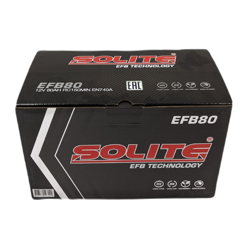 Автомобильный аккумулятор Solite EFB 80 Ач 740A обр. пол.  (315x175x190) Start Stop