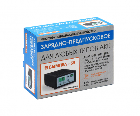 Зарядное устройство Вымпел 55 (автомат, 0.5-15А, 0.5-18В жк дисплей)