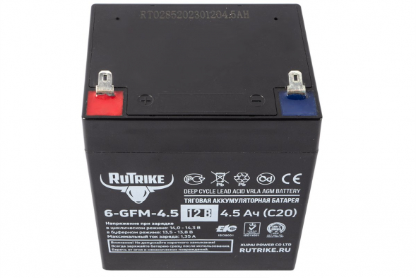 Тяговый аккумулятор RuTrike 6-GFM-4,5 (90х70х106) 12V 4,5 Ач C20
