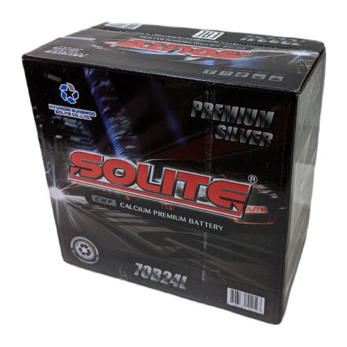 Автомобильный аккумулятор Solite Silver 70B24L 59 Ач 520А обр. пол. (236x128x220) узкие кл.