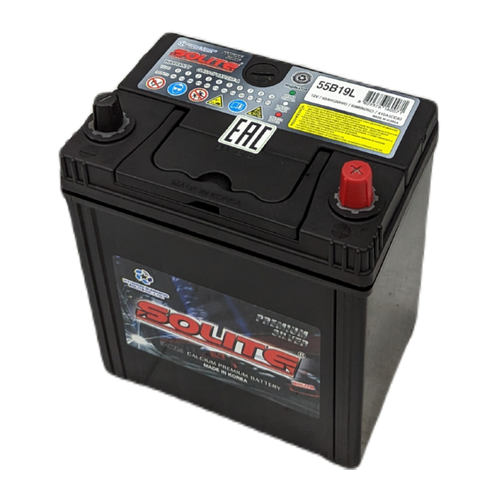 Автомобильный аккумулятор Solite Silver 55B19L 50 Ач 410А обр. (187x127x219) с бортиком
