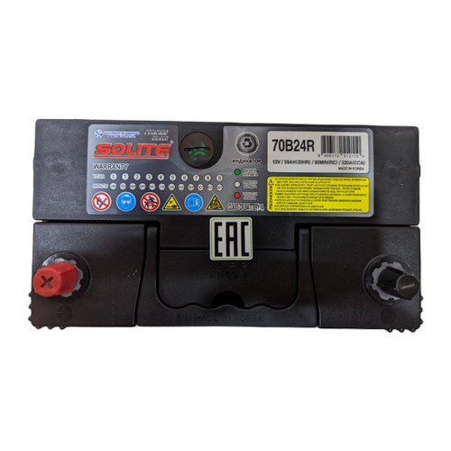 Автомобильный аккумулятор Solite Silver 70B24R 59 Ач 520А прям. пол. (236x128x220) узкие кл.