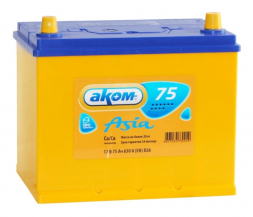 Аккумулятор АКОМ (Akom) Asia 75 Ач 630A обр. пол. (260x173x225) 85D26L с бортиком